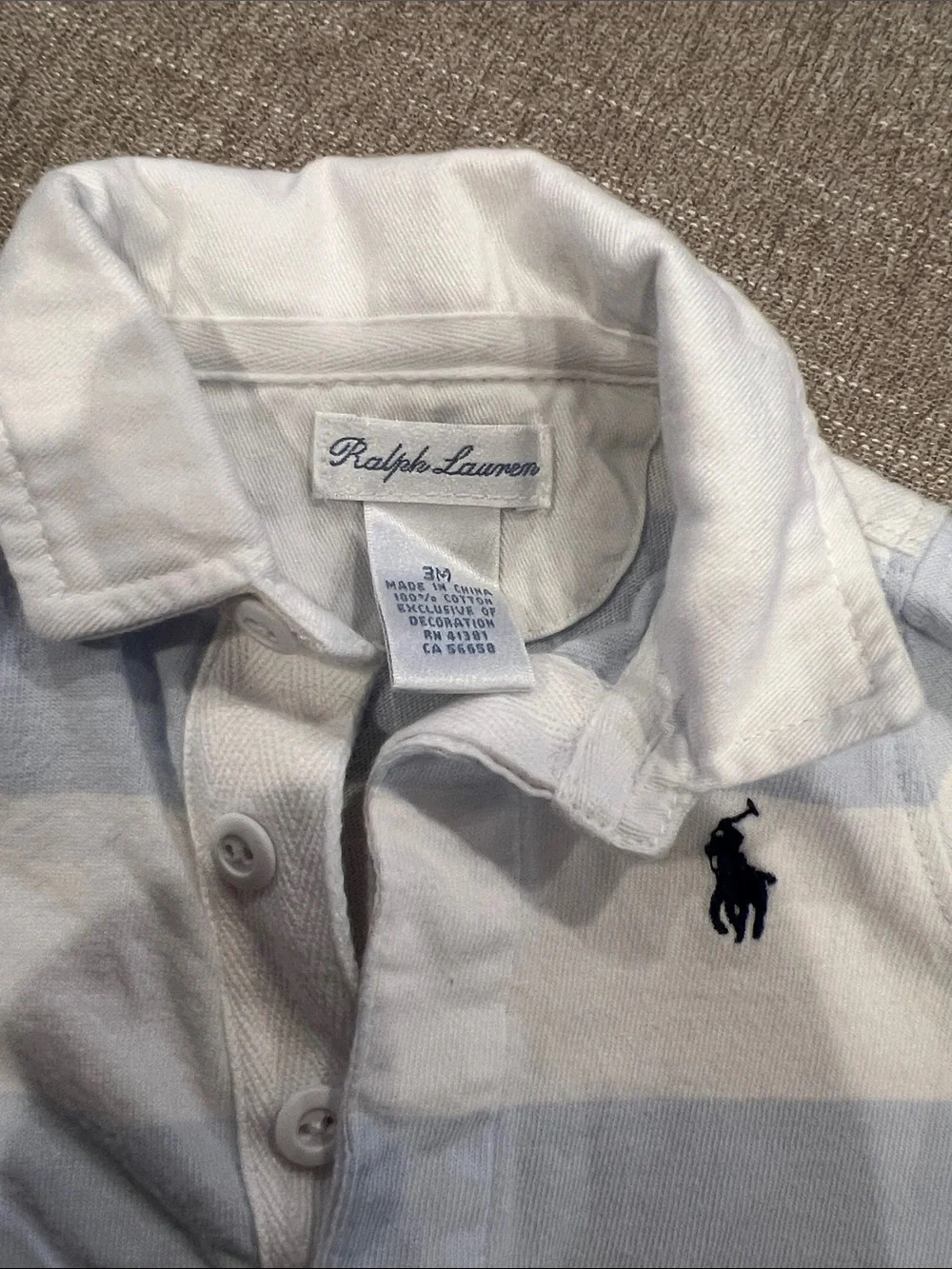 Ralph Lauren Light Blue & White Striped Polo One-Piece